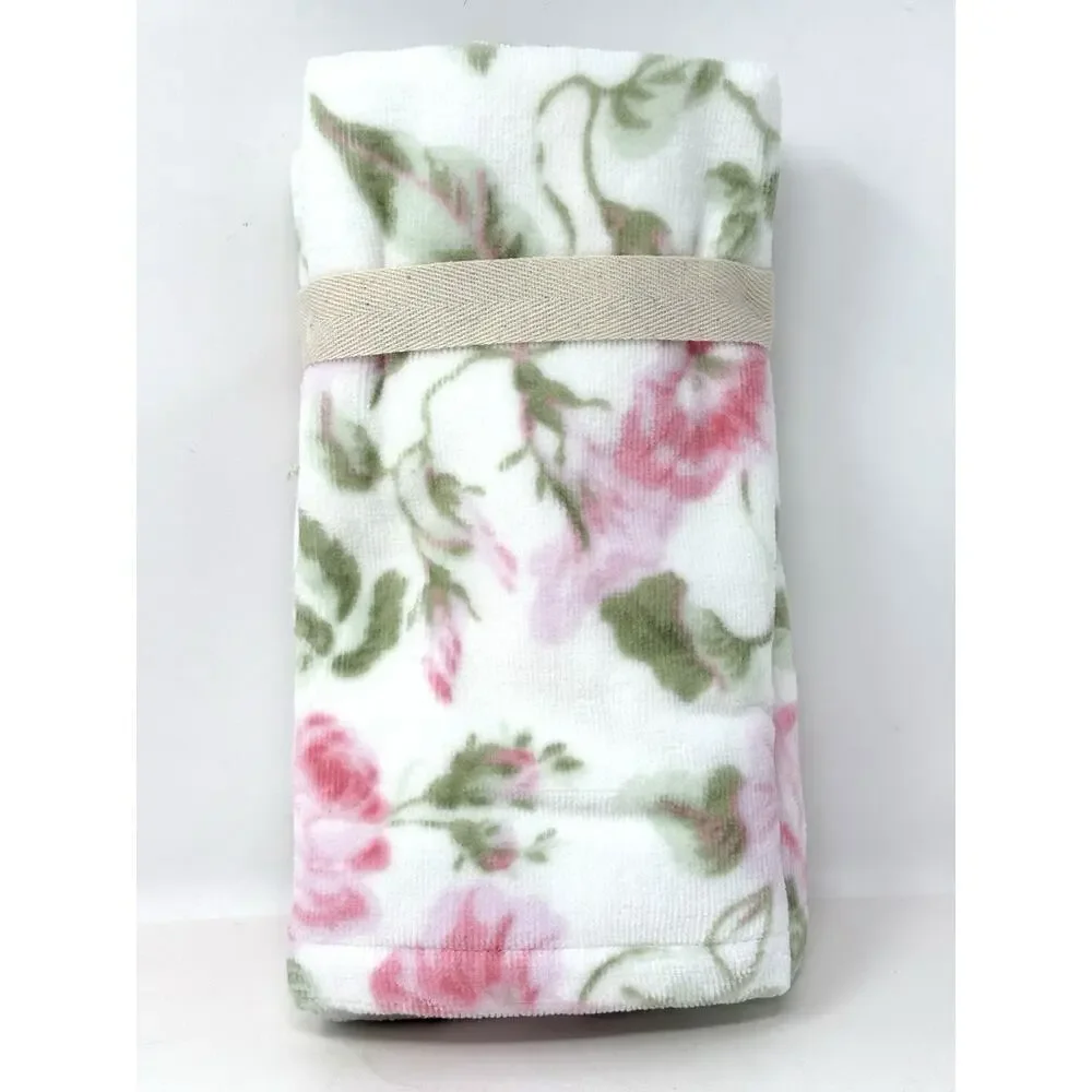 Laura Ashley Fingertip Towels Set Floral Morning Gloria 2 Pcs Pink Green NWT